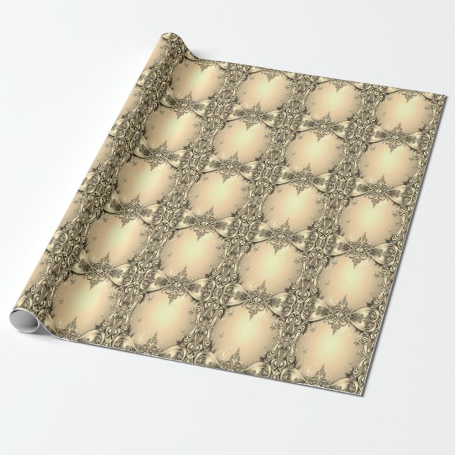 Goldenes dekoratives Feiertags-Geschenkpapier Geschenkpapier (Ungerollt)