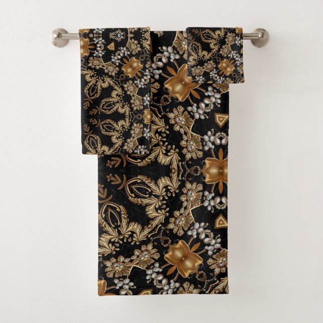 Goldenes Dekoratives Handtuch-Set Badhandtuch Set (Insitu)