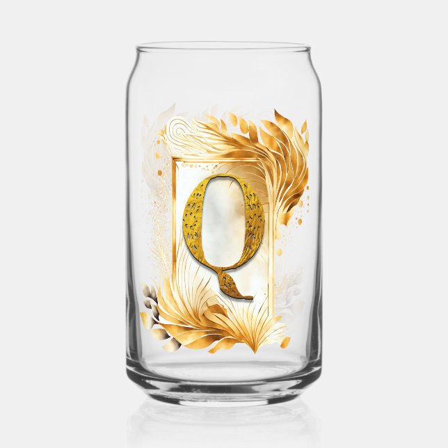 Goldenes dekoratives Monogramm Q Dosenglas (Vorderseite)