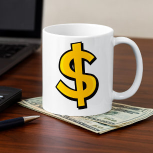 Goldenes Dollarsymbol fett Gelbes Geldsymbol Kaffeetasse
