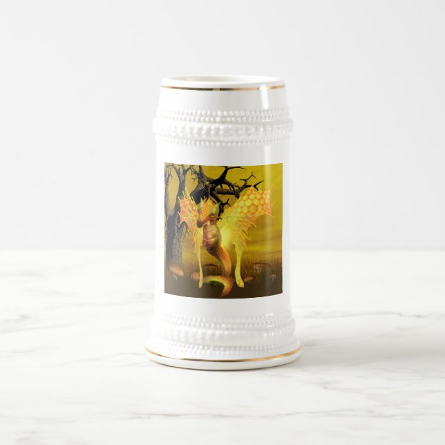 Goldenes Drache-Bier Stein Bierglas (Mittel)