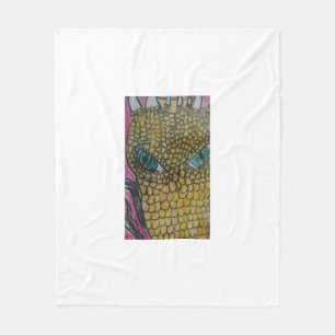 Goldenes Drachen-Gesicht — Fantasy-Drachenkunst Fleecedecke