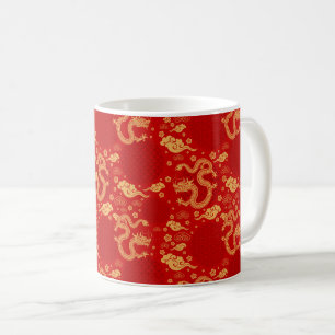 Goldenes Drachenmuster - Chinesisches Mondjahr 202 Kaffeetasse