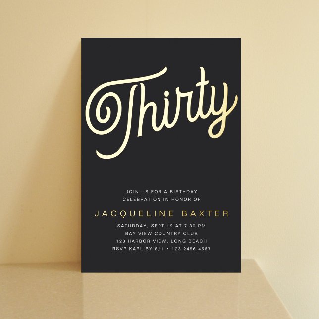 Goldenes Drehbuch 30. Geburtstag Party Folieneinladung (Von Creator hochgeladen)