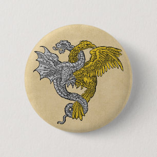 Goldenes Eagle und silberner Drache Button
