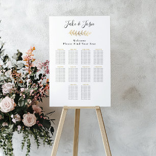 Goldenes Effektblatt Elegantes Seating Chart Poster