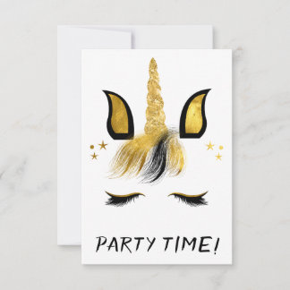 Goldenes Einhorn-Gesichtsparty Einladung