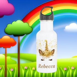 Goldenes Einhorn mit dem Namen Wasserflasche