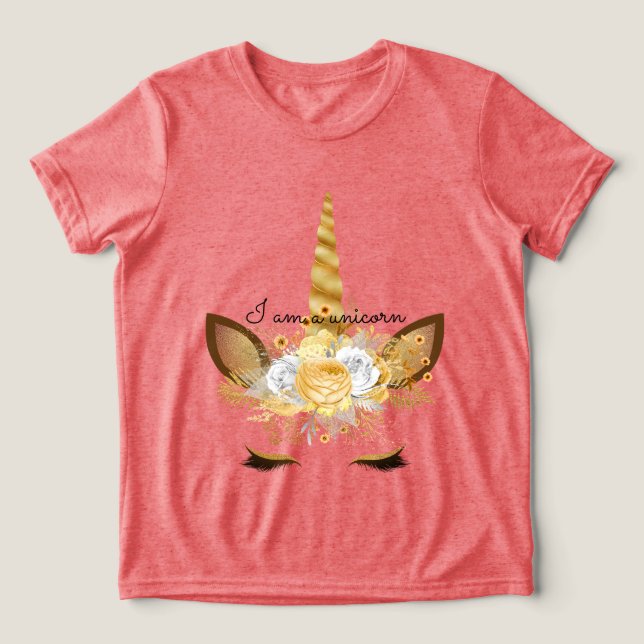 Goldenes Einhorn Tri-Blend Shirt (Design Vorderseite)