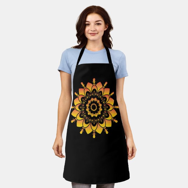 Goldenes einzigartiges Mandala-Design-95748 Schürze (Getragen)