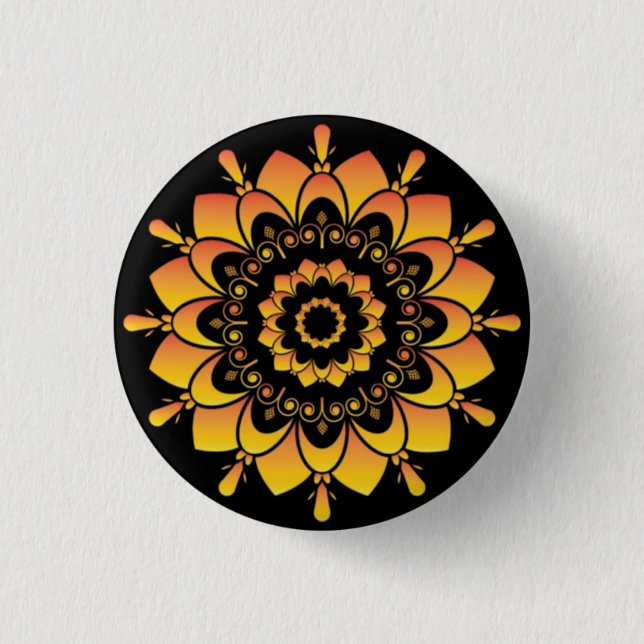 Goldenes einzigartiges Mandala-Design Button (Vorderseite)