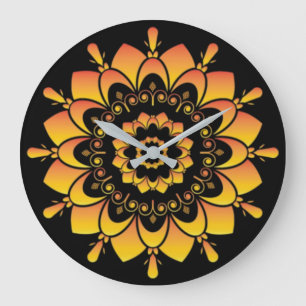 Goldenes einzigartiges Mandala-Design Große Wanduhr