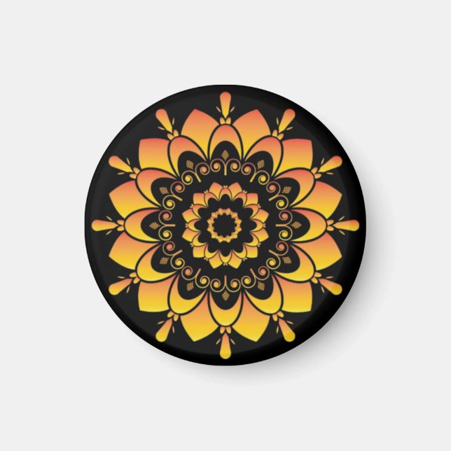 Goldenes einzigartiges Mandala-Design Magnet (Vorne)