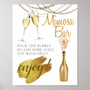 Goldenes Elegantes Braut-Brunch Mimosa-Bar-Schild Poster