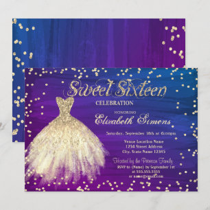 Goldenes elegantes Kleid mit Diamanten Ombre Sweet Einladung