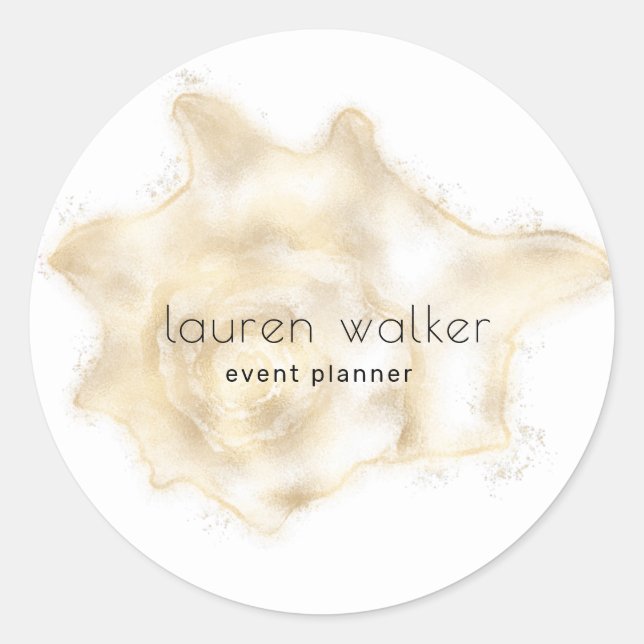 goldenes, elegantes Monogramm an der Küste Runder Aufkleber (Vorderseite)