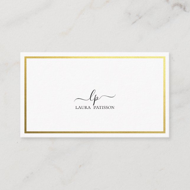 Goldenes elegantes Monogramm mit Qr-Code Visitenkarte (Vorderseite)