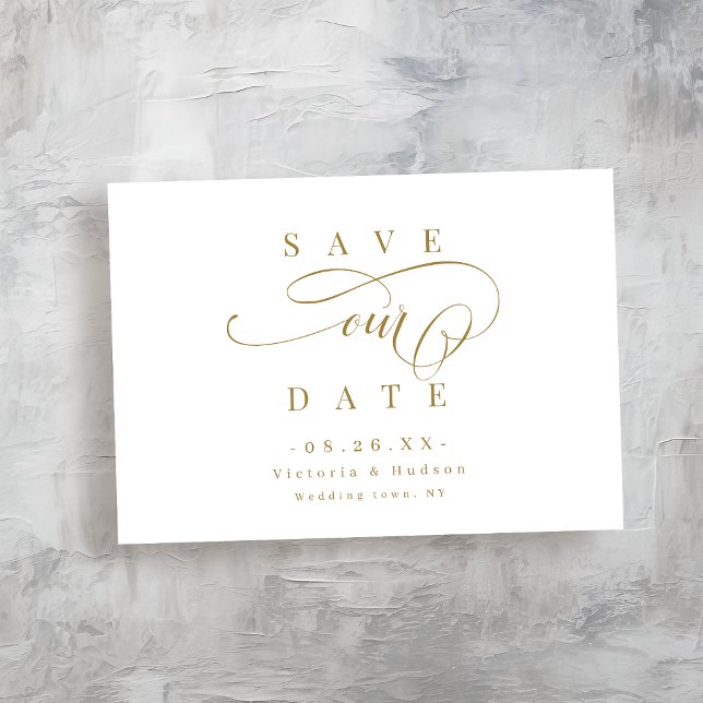 Goldenes, elegantes Romantik-Drehbuch Save the Dat Save The Date (Gold simple elegant romantic script save the date)