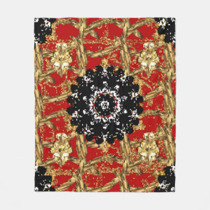 Goldenes Element auf rotem Hintergrund. Vintage Il Fleecedecke