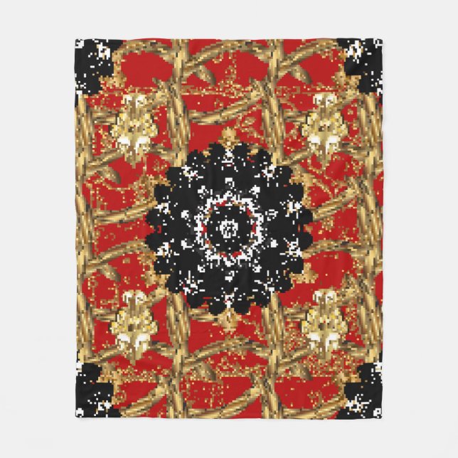 Goldenes Element auf rotem Hintergrund. Vintage Il Fleecedecke (Vorderseite)