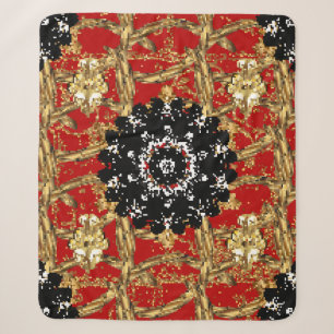 Goldenes Element auf rotem Hintergrund. Vintage-Il Sherpadecke