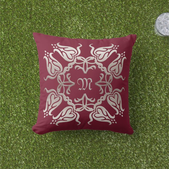 goldenes Element mit Blumendach.monogramm. Kissen (Golfball-Marker)