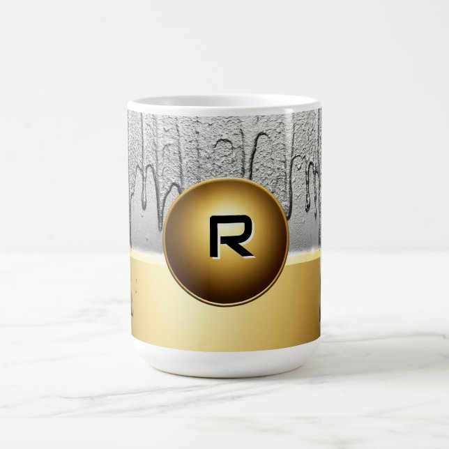 Goldenes Emblem mit tropfender Silberfarbe Kaffeetasse (Mittel)