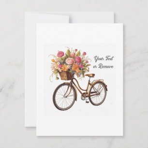 Goldenes Fahrrad mit Blumenkorb Vintage Dankeskarte
