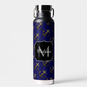 Goldenes falsches Funkeln Glitter Anker Muster Mon Trinkflasche