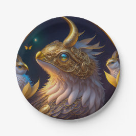 Goldenes fantastastisches Fabeltier Pappteller