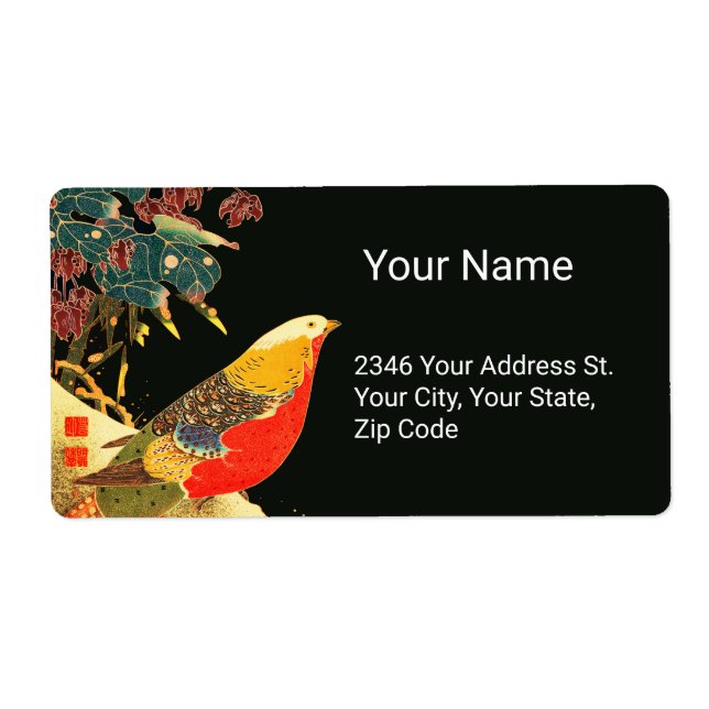 Goldenes Fasan im Schnee Antike Japanische Blume (Vorne)