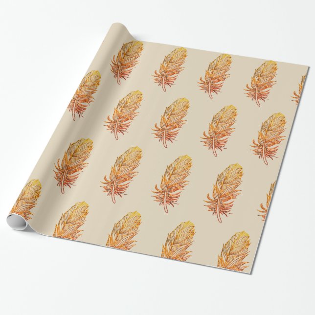 Goldenes Feather-Glossy Wrapping Paper, 30 in x 2  Geschenkpapier (Ungerollt)