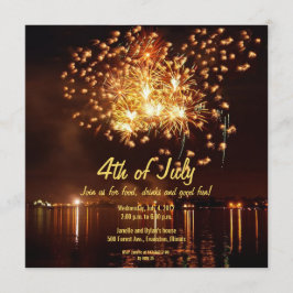 Goldenes Feuerwerk 4. Juli Einladung
