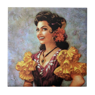 Goldenes Flamenco Schöne Mexikanische Kalender-Sch Fliese