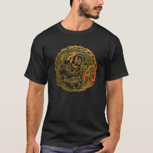 Goldenes Flammen-Drachen-Emblem T-Shirt