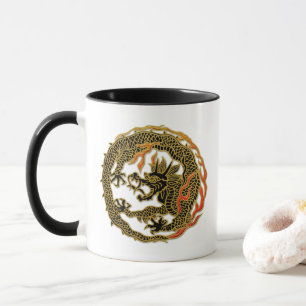Goldenes Flammen-Drachen-Emblem Tasse