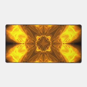 Goldenes Flammen-Kaleidoskop-Fraktal-Kunstwerk Schreibtischunterlage