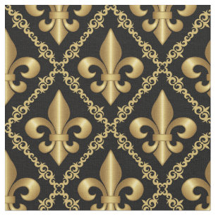 Goldenes Fleur-de-Lis-Muster Stoff