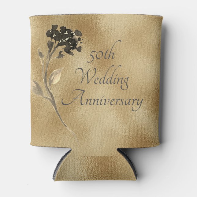 Goldenes Flora-Elegant zum 50. Jubiläum Dosenkühler (Vorderseite)
