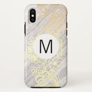 goldenes florales braunes Muster Monogramm Case-Mate iPhone Hülle