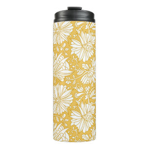 Goldenes florales Doodle, abstrakt handgezeichnet Thermosbecher