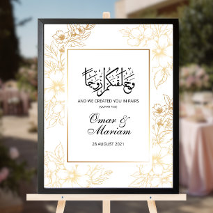 Goldenes florales islamisches Hochzeitstipendium Poster