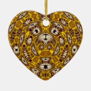 Goldenes florales Mandala-Boho-Muster Keramik Ornament