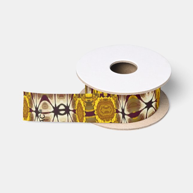 Goldenes florales Mandala-Boho-Muster Satinband (Spule)
