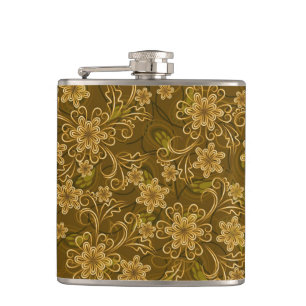 Goldenes florales Vintage-Muster Flachmann