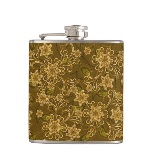 Goldenes florales Vintage-Muster Flachmann
