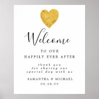 Goldenes Foil Herz Elegante Hochzeit Begrüßung