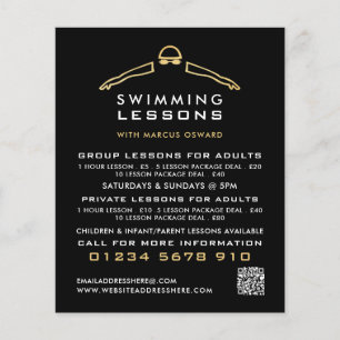 Goldenes Foil-Schwimmer-Symbol, Swimming Lesson-We Flyer