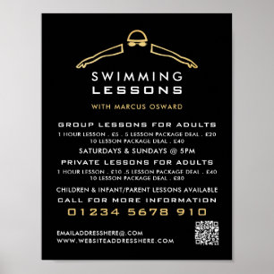 Goldenes Foil-Schwimmer-Symbol, Swimming Lesson-We Poster