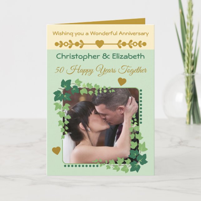 Goldenes Foto des 50. Jubiläums Karte (Vorderseite)